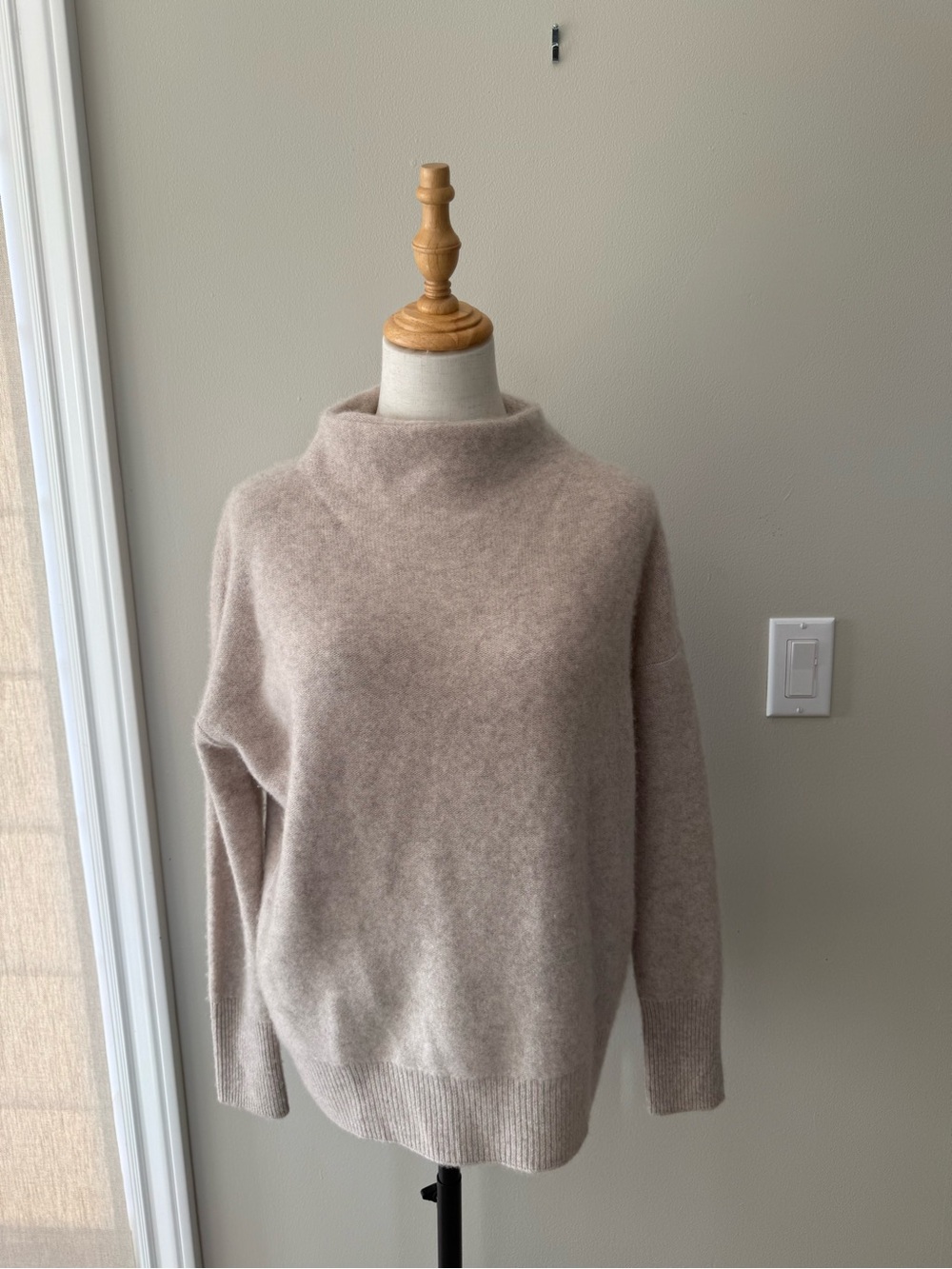 Vince Oversized Light Taupe Funnel Neck Sweater